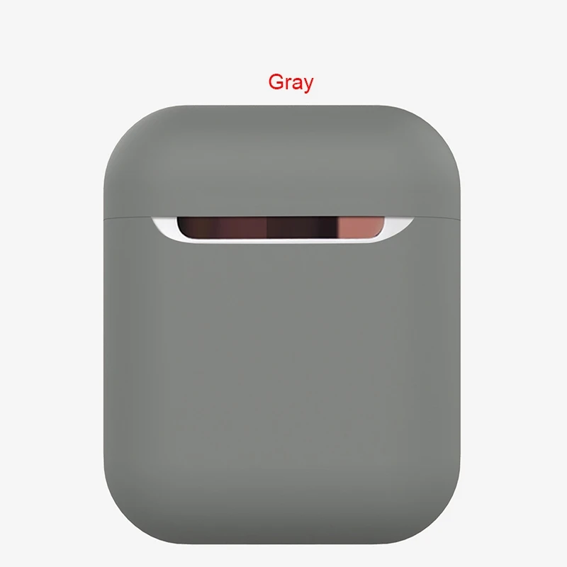 Gray Мягкий гибкий жидкий силиконовый чехол для наушников для Airpods 1 2 с пылезащитной заглушкой противоударный защитный чехол для наушников для Airpods - Цвет: Gray