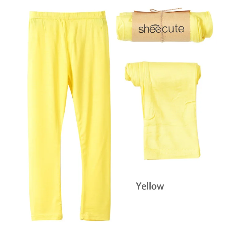 Yellow Штаны для девочек; Новое поступление; леггинсы ярких цветов для девочек; классические леггинсы для малышей; брюки для детей 2-13 лет; детские леггинсы - Цвет: Yellow