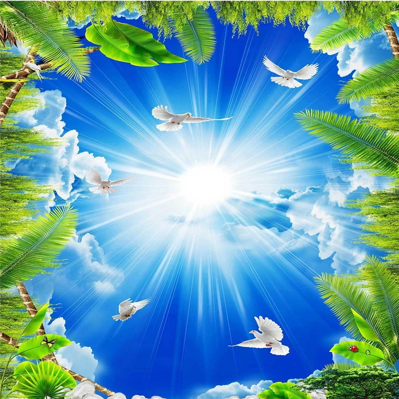 Пользовательские обои wellyu 3d синее небо белые облака солнечное зомби