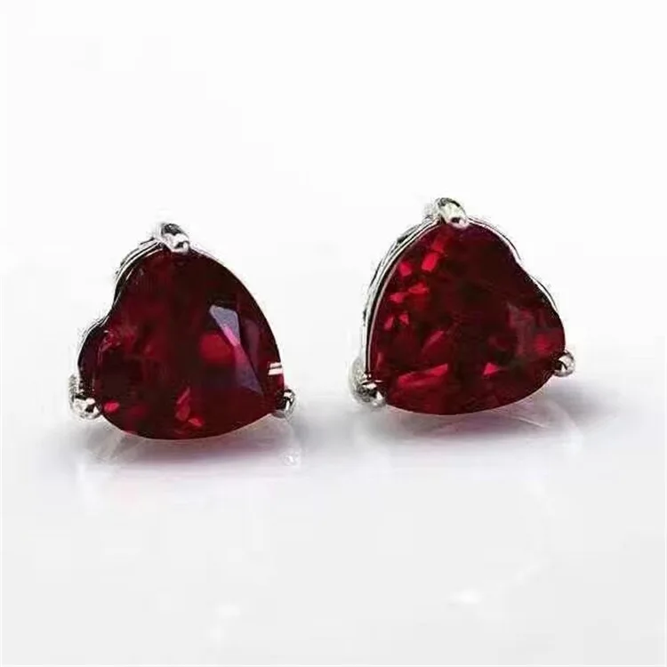 

KJJEAXCMY fine jewelry 925 Pure silver inlaid with natural garnet female ear nail jewelry AB