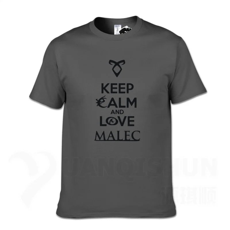 Keep Calm And Love Malec/Новинка года; футболка с охотниками в виде теней; модные летние топы 16 цветов; хлопковая хипстерская футболка с круглым воротником - Цвет: Charcoal gray 2