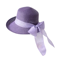 high quality handmade straw hat panama hats for women fashion bow tie decorat sun hat foldable wide brim sun hat women girl