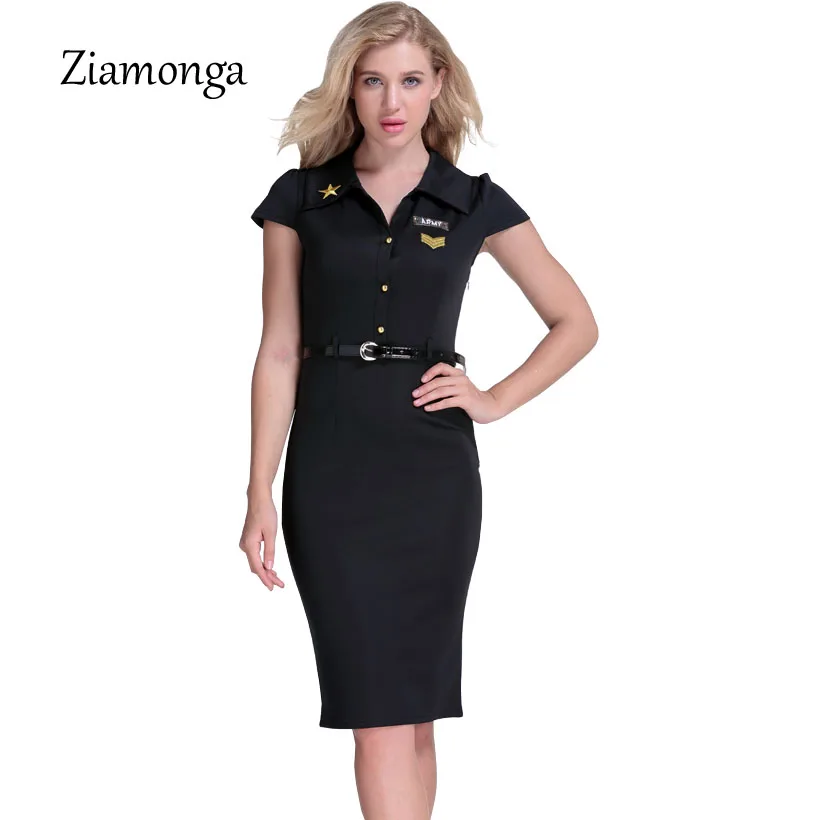Ziamonga женское сексуальное платье с отложным воротником до колен миди боди