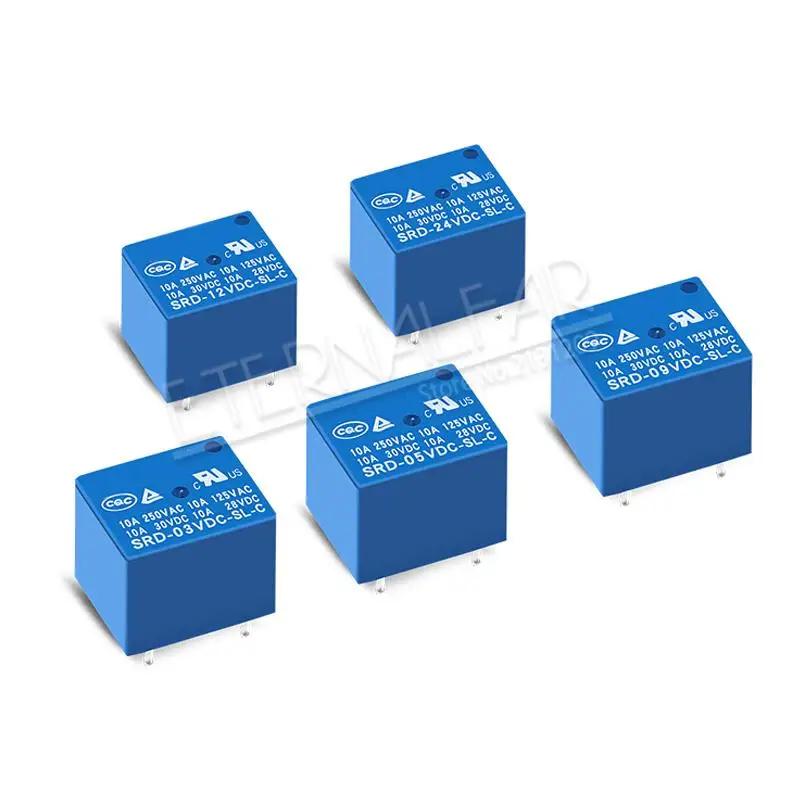 Реле времени SRD-05VDC-SL-C 5 V 6 V 9 V 12 V 24 V 48 V DC 10A 125 V 250 V AC SPDT NO Typc-4PIN SPDT B-M Typc C 5PIN PCB T73