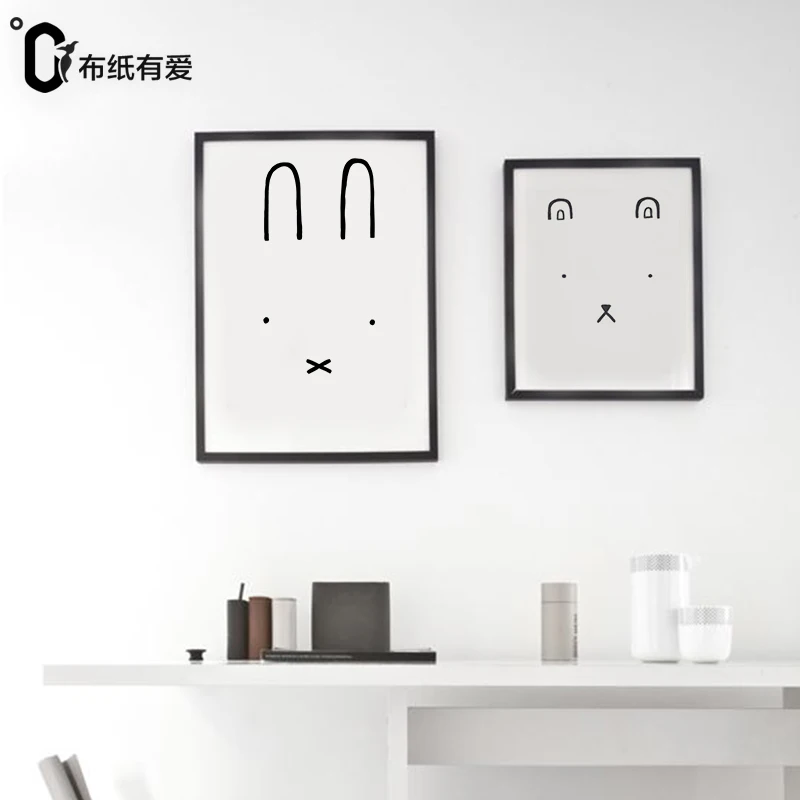 Смайлик скандинавский стиль черно белые настенные принты художественные