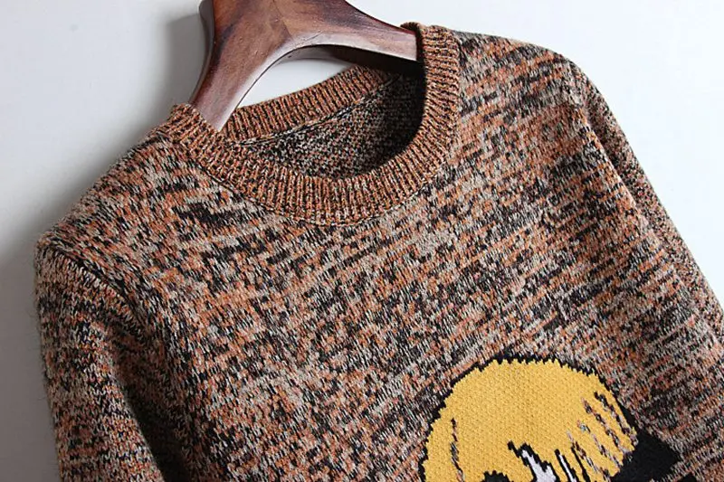 JOYDU 2018 Runway Thick Warm Winter Knitted Sweater Women Wool Pullover Cartoon Girl Pattern Color Mixing Fashion Cute Sweaters | Женская