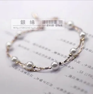 Min order $10 free shipping 18k gold-plated double temperament beautiful pearl bracelet | Украшения и аксессуары