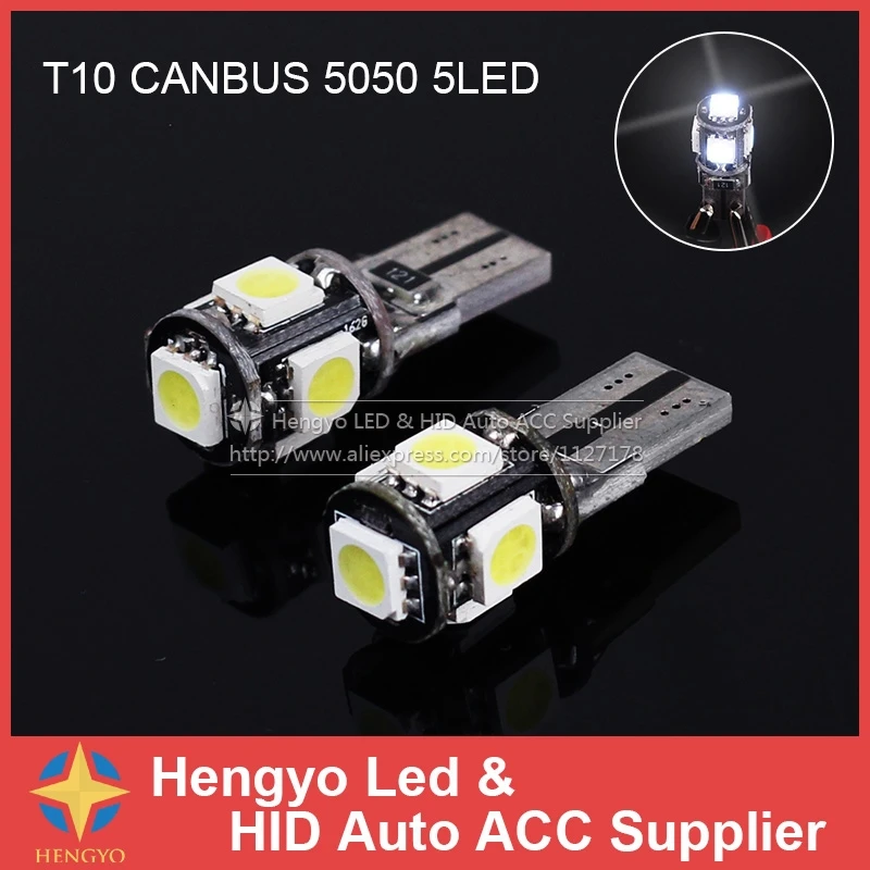 Бесплатная доставка лампы без ошибок 10 шт./лот Canbus T10 5smd 5050 Светодиодные