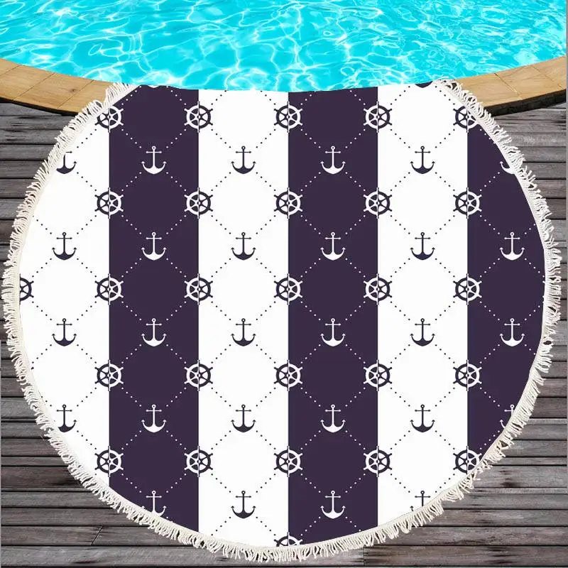

Sunbathe Round Beach Towels New Large Microfiber Printed Yoga Towel With Tassel Serviette De Plage Toalla Circle Playa shawl
