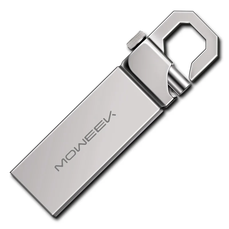 Silver Moweek, металлическая флешка, высокоскоростной USB флеш-накопитель, 4g, 8g, 16g, USB флешка, водонепроницаемая флешка, 32 ГБ, 64 ГБ, 128 ГБ, usb 2,0, флеш-диск с ключом - Цвет: Silver