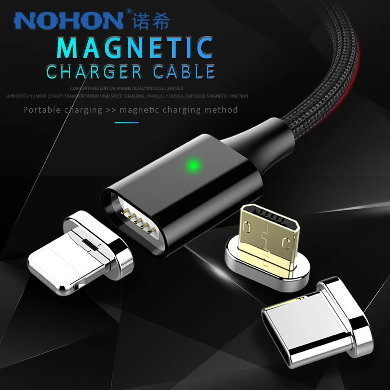NOHON 3 в 1 Магнитный зарядный кабель синхронизации данных со светодиодной - Фото №1