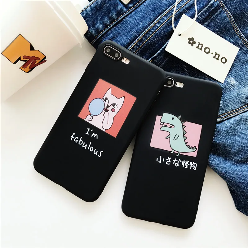 GlamPhoneCase Graffiti Dinosaur Cat Phone Case for iPhone X 8 8PLUS Soft Tpu Back Cover Apple iphone 6 6plus 6S 6Splus |