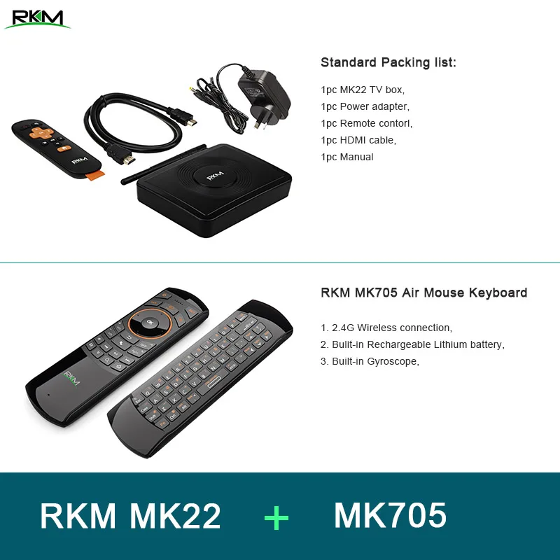 MK705 RKM MK22 Android 7,1 tv Box Amlogic S912 Восьмиядерный 64 бит 4 к 2 Гб ОЗУ 16 Гб ПЗУ двухдиапазонный Wifi Bluetooth 4,0 медиальный плеер - Цвет: MK705