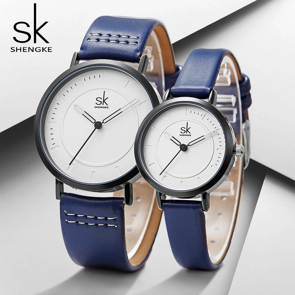 Shengke Пара часы Новая мода кварцевые наручные женские Relojes повседневные Montre Femme