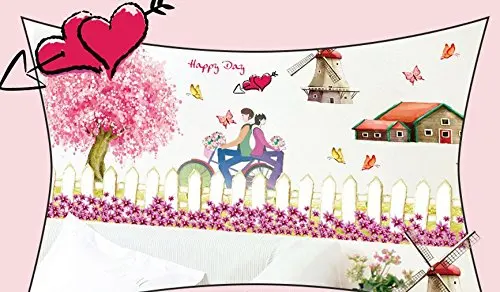 DIY Съемные романтические Вишневый забор плинтус виниловые водонепроницаемые