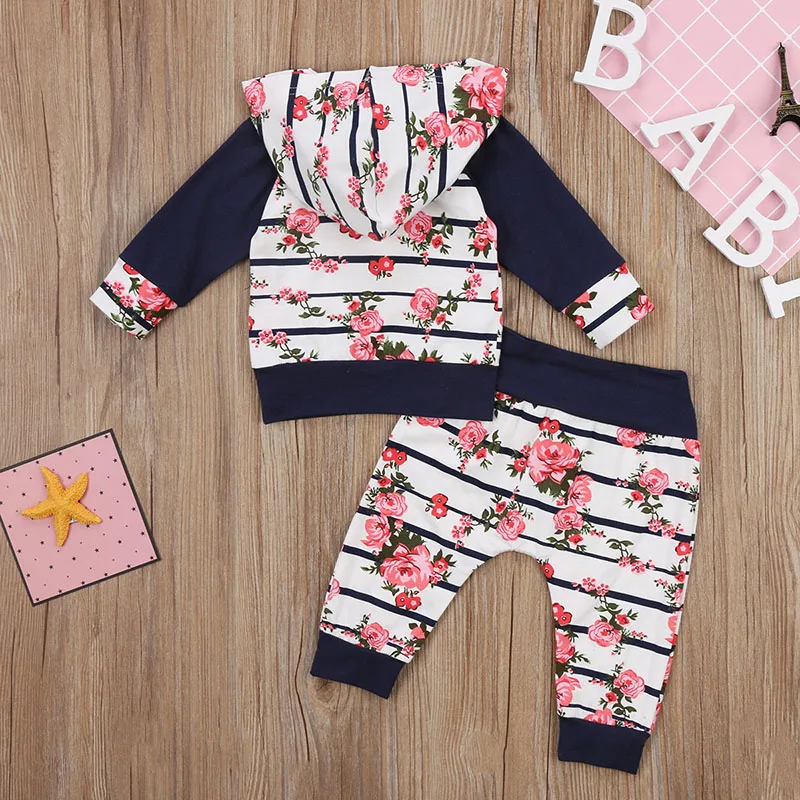 Emmababy Fall Autumn Newborn Baby Clothing Floral Long Sleeve Hooded Sweatshirt Tops+Long Pant 2PCS Kids Boy Girl Clothes | Детская