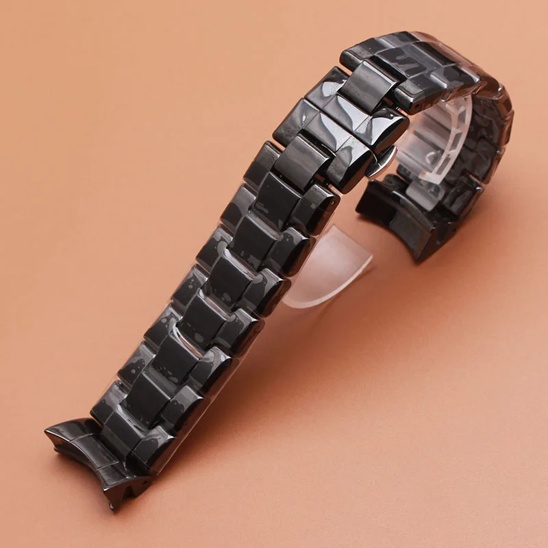 Ремешок керамический для мужских часов 22 мм с изогнутыми концами|curved end|watchband