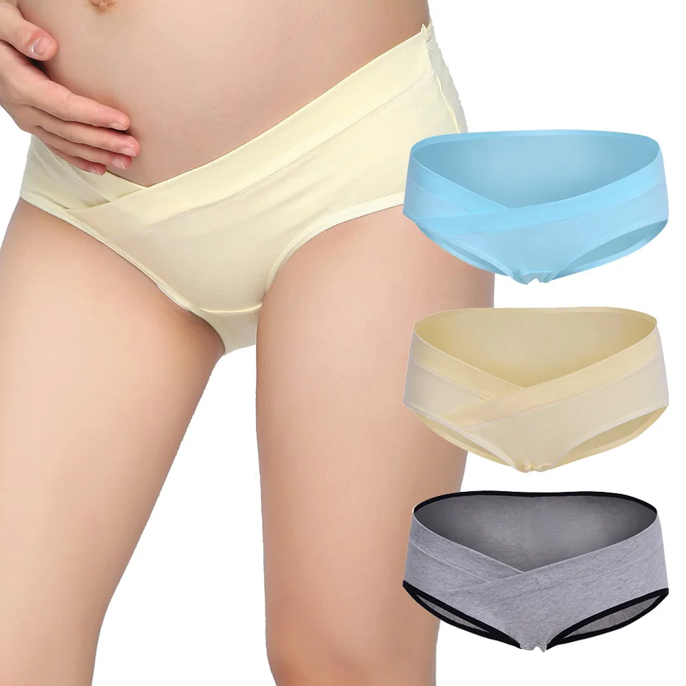ZTOV 3 Шт./лот Хлопок Материнства Underwear U-образный Низкой Талией Беременности Трусы Для Беременных женщин Плюс размер Одежды Трусики - Цвет: 1