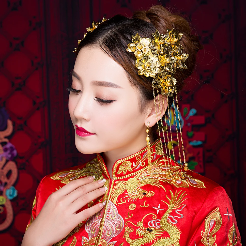 Классические свадебные волос Щупы для мангала золото Цвет Винтаж Традиционный