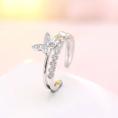 Женское кольцо из серебра 925 пробы с бабочкой регулируемый размер|wedding rings for