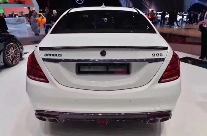 Углерода Finber 4 розетки задний бампер диффузор с выхлопные советы для BENZ W222 S63 S65 BY EMS