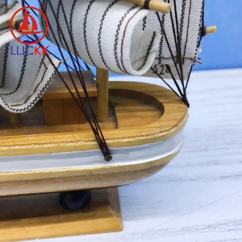 LUCKK 16CM Scandinavian Wooden Model Ships Nordic Crafts Home Interior Decoration Nautical Handmade Sailboat Birthday Gift Kids | Дом и сад