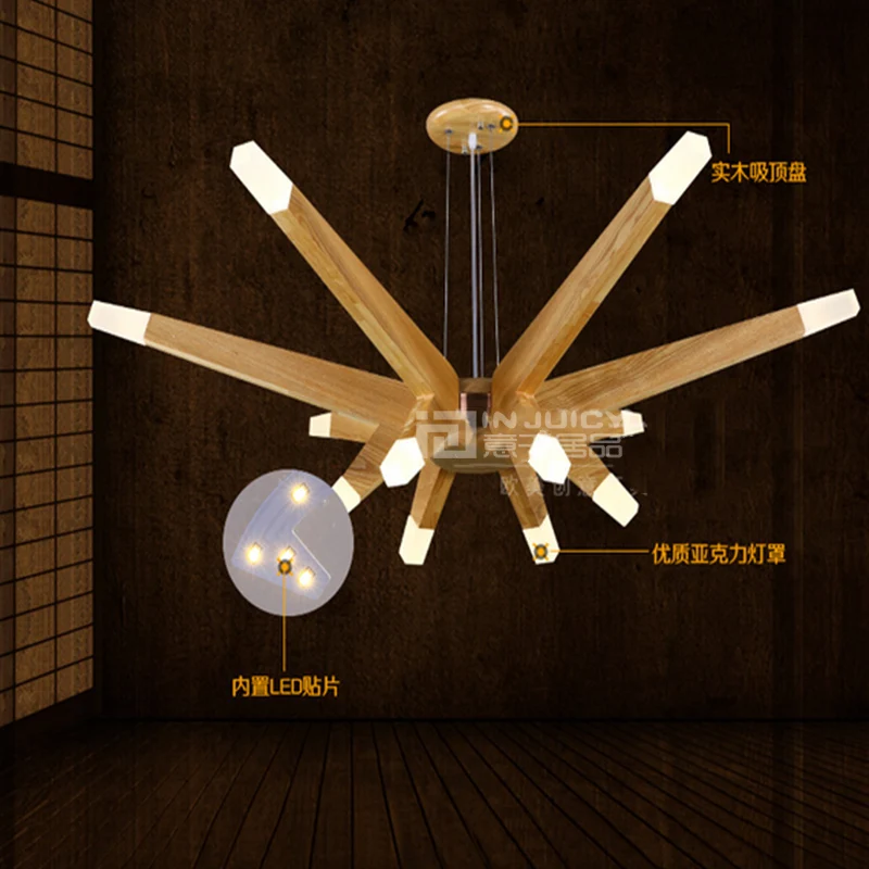 

Nordic Modern LED Wood Ceiling Light Lamp Fixtures Droplight Chandelier Loft Aisle Bedroom Store Restaurant Dining Room Decor