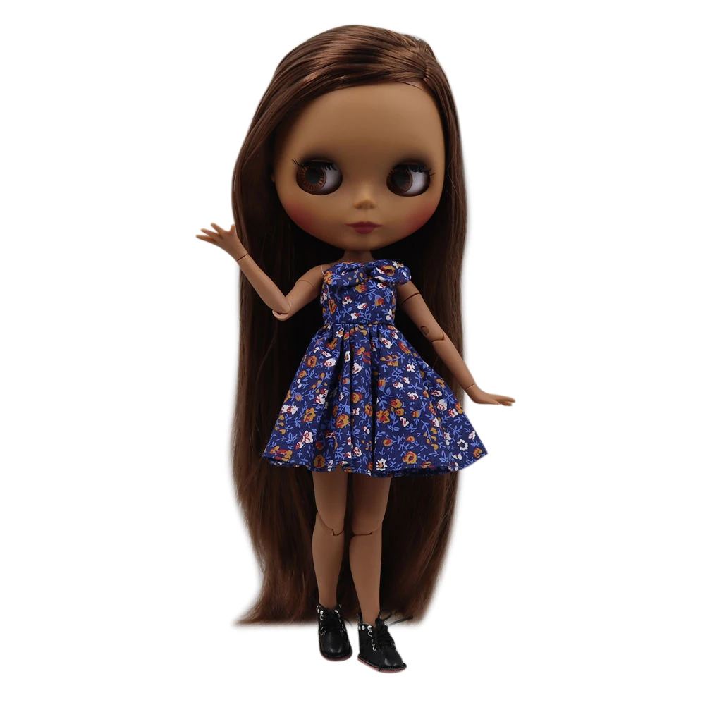 Кукла Blyth BL9158 темная кожа дикая коричневая мягкая длинные прямые волосы 1/6 новое