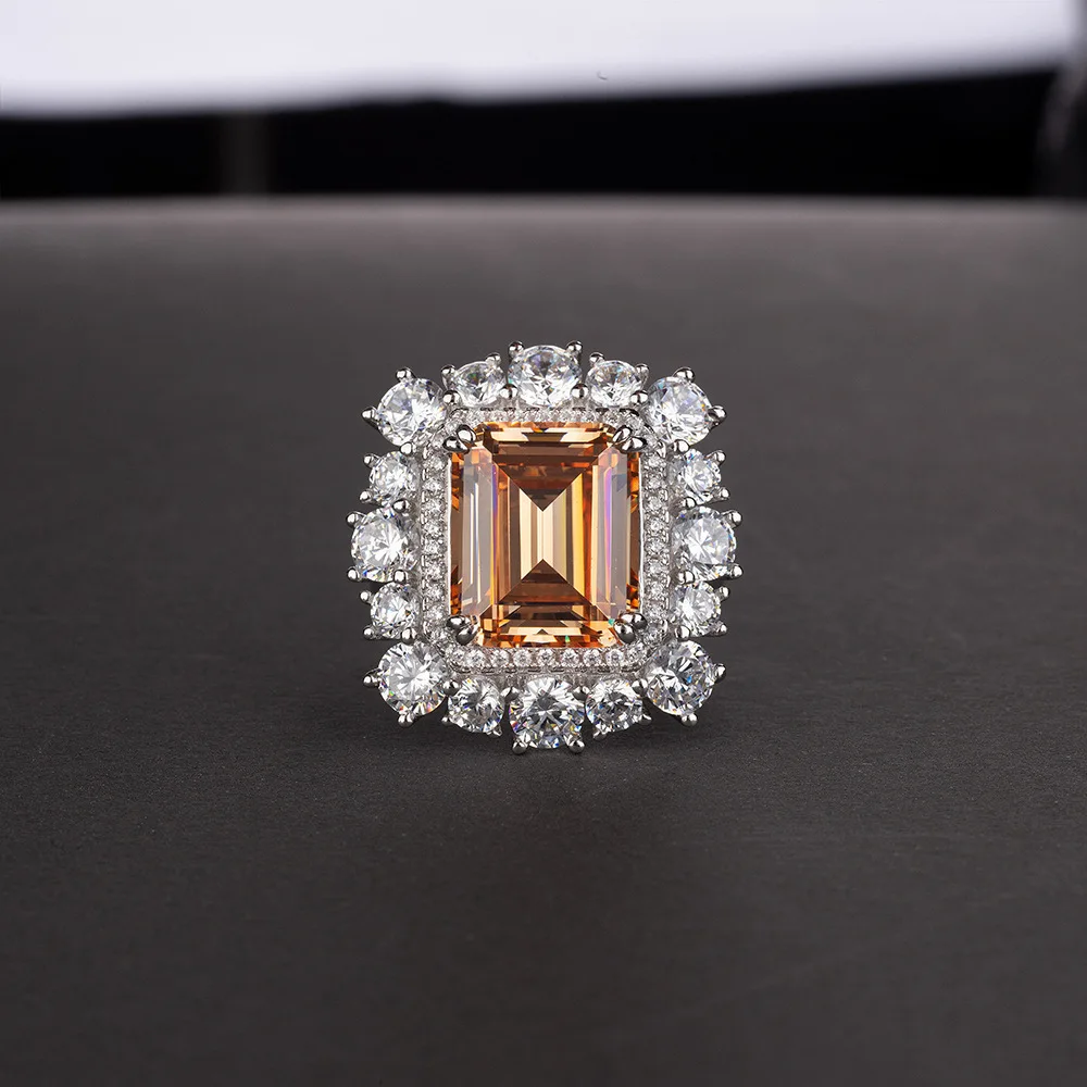 Orange OneRain, милое, 925 пробы Серебряное, созданное, Муассанит, драгоценный камень, для свадьбы, помолвки, пара, белое золото, кольцо, ювелирное изделие - Цвет камня: Orange