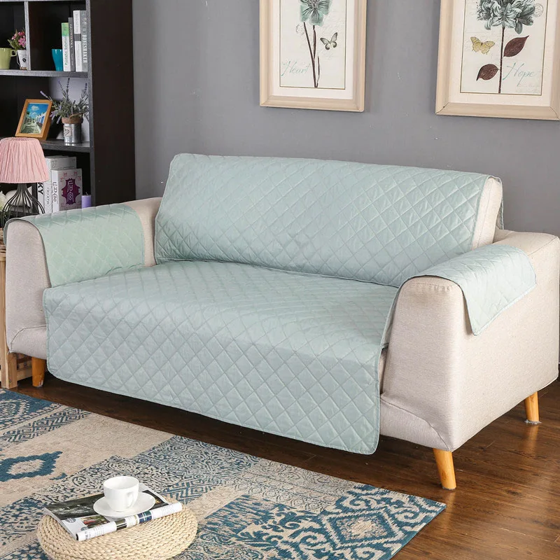 Waterproof Quilted Sofa Covers for Dogs Pets Kids Recliner Armchair Couch Slipcover Furniture Protector Anti Slip - Color: Light Green