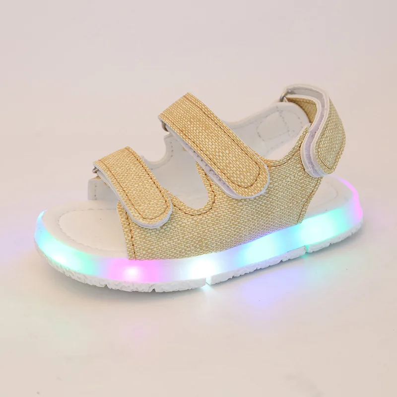 2017 новая летняя детская обувь светящиеся сандалии для мальчиков и девочек легкая