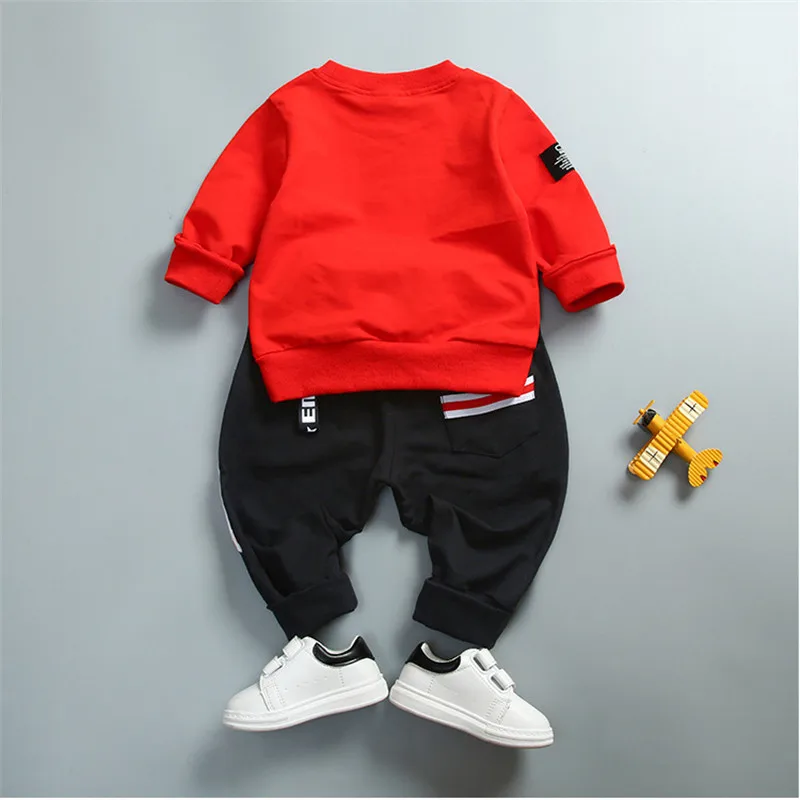 0-4 ages 100% cotton 2018 spring autumn casual active letter children clothing kid suit T-shirt+pant baby girl boy set | Детская одежда