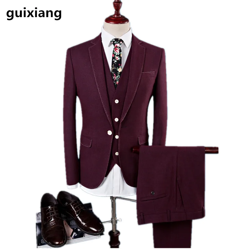 (Пиджак + жилет брюки) 2017 Новый стиль мужской высококачественный пиджак делового