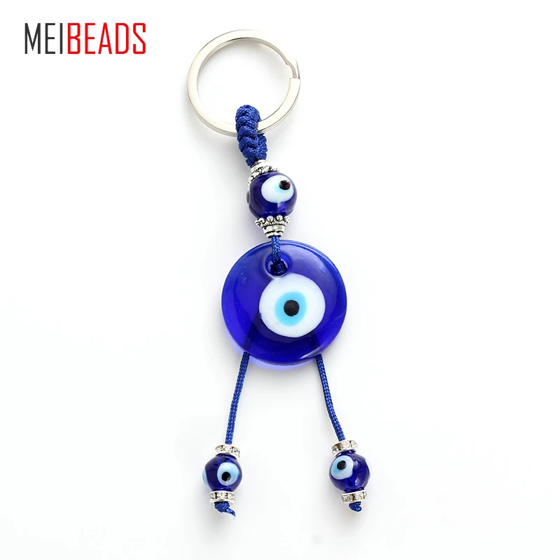 MEIBEADS синий сглаза круглый стеклянный глаз для украшения ключей кулоны Модные
