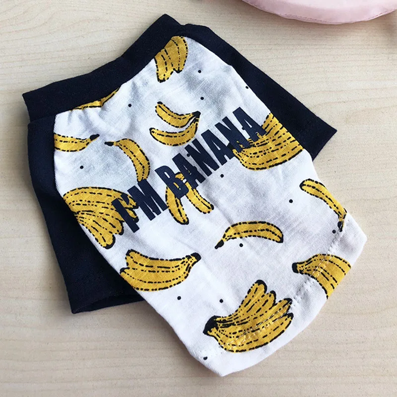 Banana-Tshirt Летнее платье-футболка с рисунком собаки в фруктовом стиле, жилет из мягкого хлопка, одежда для пар, одежда для собак, платья, рубашки, жилет для щенка - Цвет: Banana-Tshirt