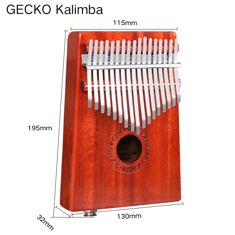 GECKO Kalimba 17 Keys «пианино для больших пальцев» builts-in EVA высокоэффективный защитный бокс, молоточек для настройки и учебная Инструкция. K17MBR-EQ