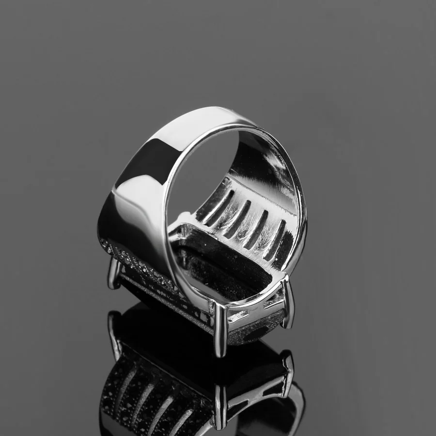 Женское Винтажное кольцо OL черное с мозаикой Большое Квадратное стеклянное