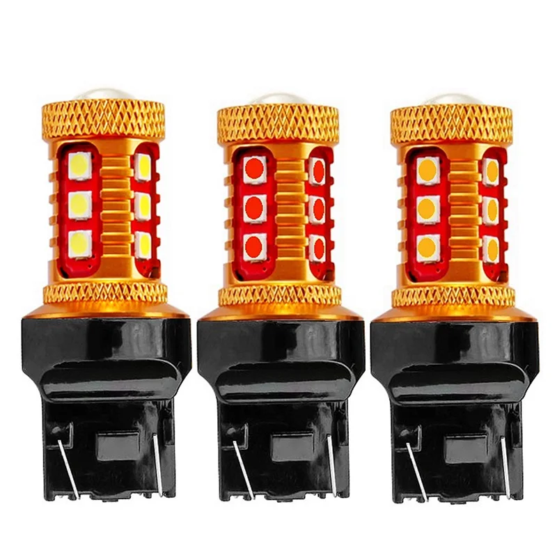 2 шт. T20 7443 W21/5 W супер яркий 1000LM 15 SMD 3030 светодиодный Желтый Янтарный сигнал поворота белый авто реверсивная лампа красный автомобильный тормозной светильник