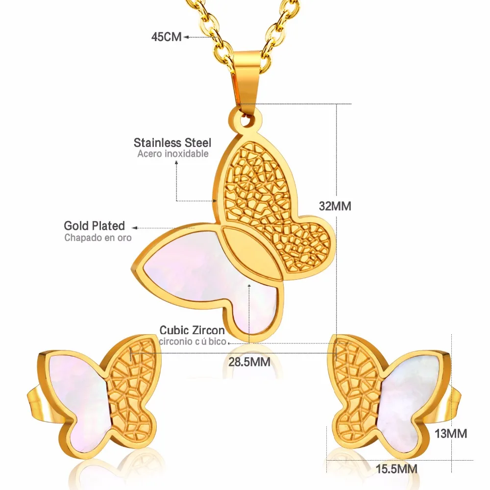 Роскошные серьги бабочки из нержавеющей стали ювелирные изделия воротники