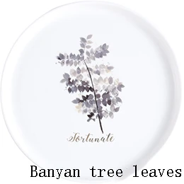 Banyan tree leaves 8/10 дюймов круглая тарелка керамическая обеденная Тарелка фарфоровая десертная тарелка столовая посуда тарелка для торта для еды креативные дизайнерские тарелки - Цвет: Banyan tree leaves