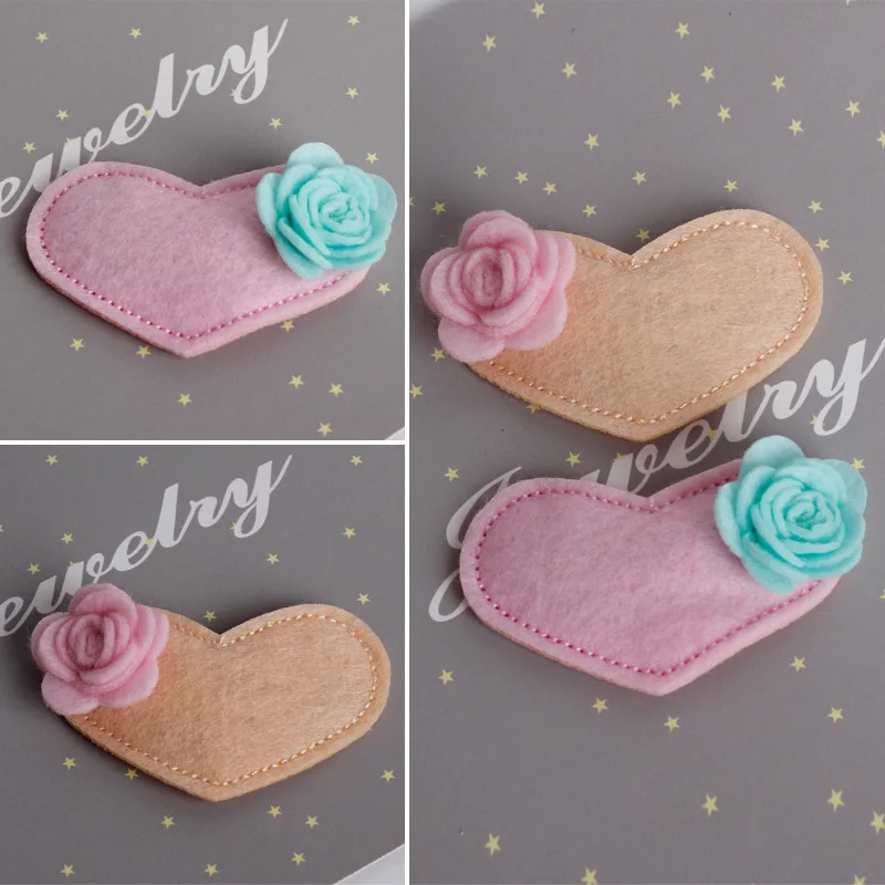 Фетровые заколки для волос в форме цветов камелии сердца бежевые Розовые