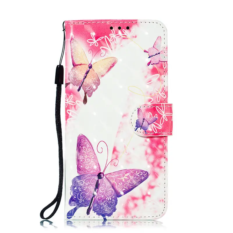 Pink Butterflies Для Fundas samsung Galaxy S10 Lite S9 j4 j6 A6 A6S A8 плюс A9 j2 Pro Core Note9 чехол кожаный чехол флип-чехол-бумажник P02Z - Цвет: Pink Butterflies