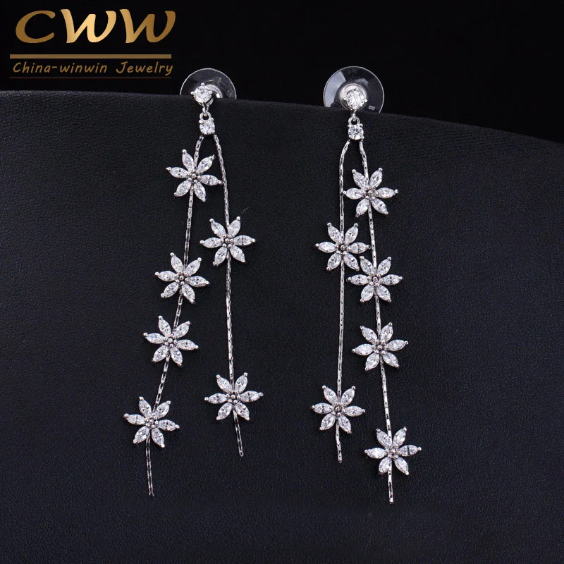 Серьги на цепочке женские с фианитами 8 2 см|long chain earrings|chain drop earringschain earrings |