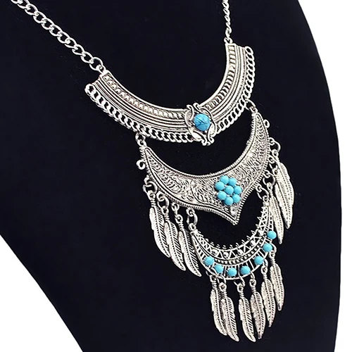 Новое Прибытие Boho Старинные Цветок Листьев Кисточкой Ожерелье Серьги Комплект