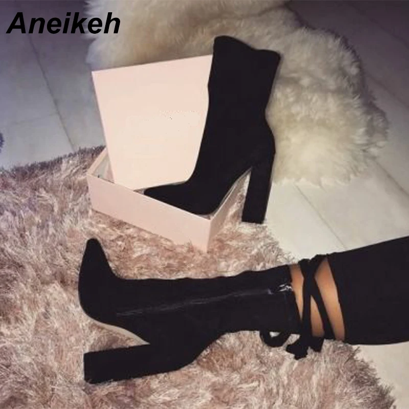 Aneikeh 2021 новые женские флоковые ботильоны на осень и зиму Модные ботинки челси с
