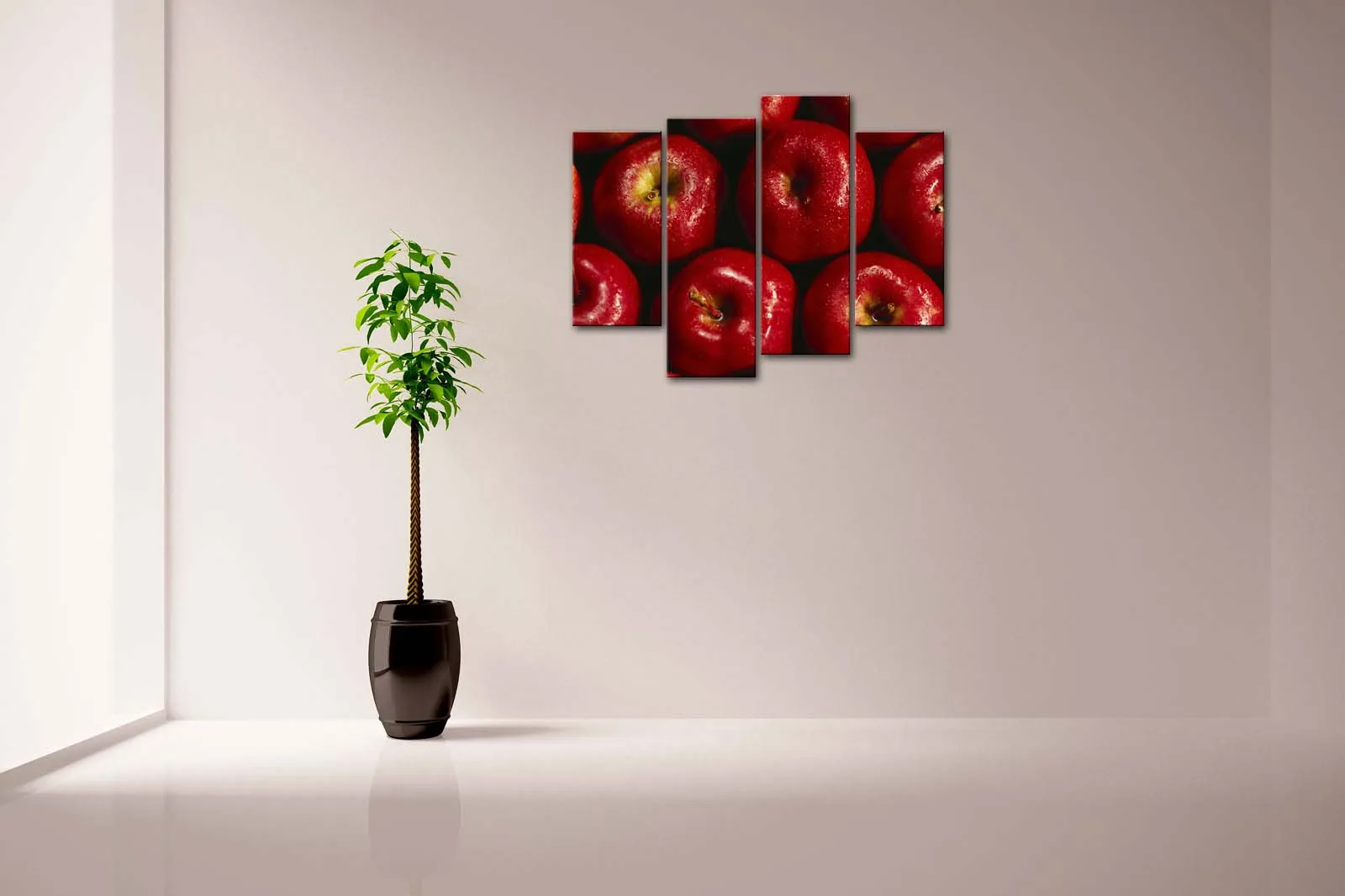 Framed Wall Art Pictures Apple Water Drop Canvas Print Food Modern Posters With Wooden Frames For Home Living Room Decor | Дом и сад