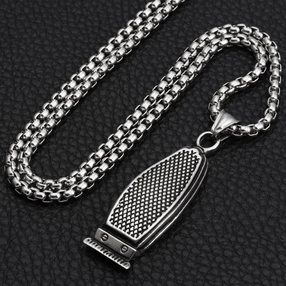 Goofan Hiphop Electric Hair Cutter Pendant Necklace High Quality Stainless Steel Fashion Jewelry for Men Women Gift STN1932 | Украшения и