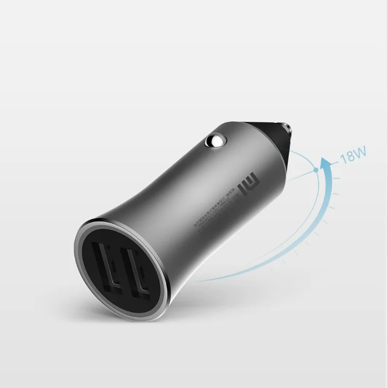 Xiaomi USB Автомобильное зарядное устройство Быстрая зарядка Qualcomm Поддержка 18 Вт Быстрое зарядное устройство/двойной USB умный выход/светильник советы 5 В/2,4 А