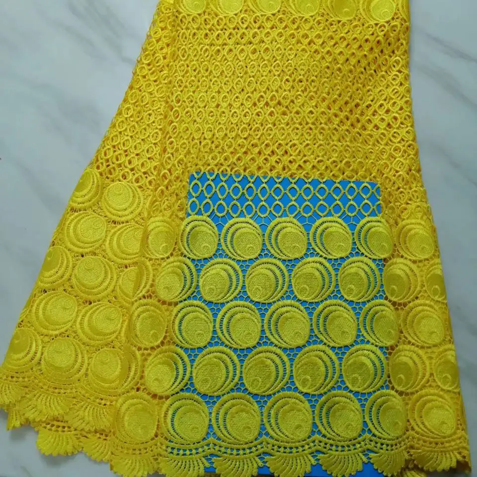 5 ярдов/шт. Лидер продаж оранжевое Африканское водорастворимое кружево вышивка в