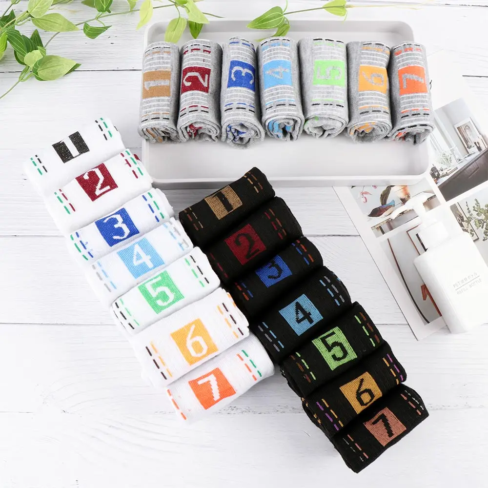 

7 Pairs Breathable Cotton Socks Unique Men's Fashion Casual Dress Socks Cotton Ankle Seven Days Week Socks